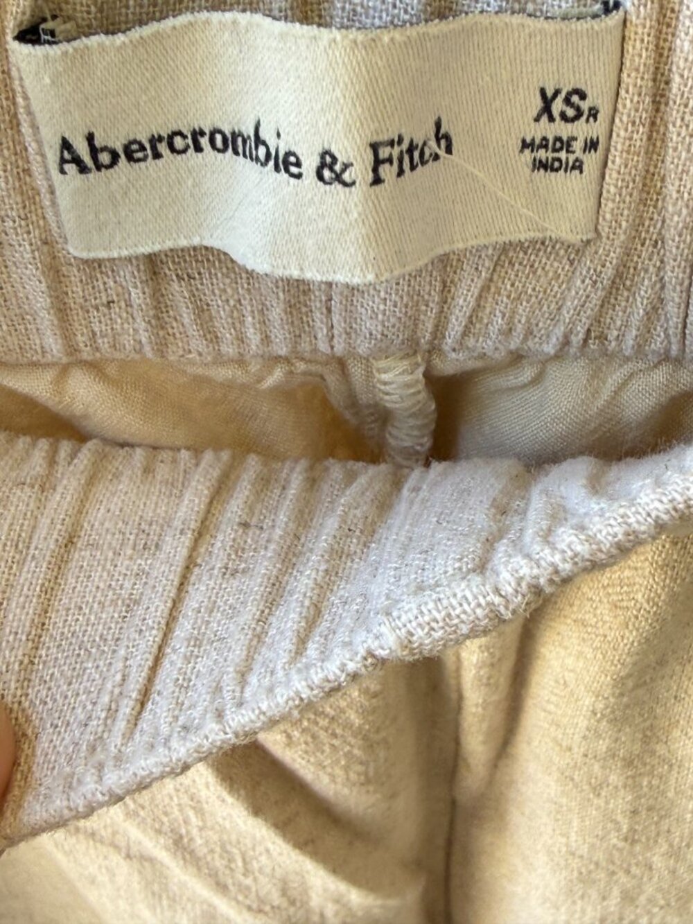 Abercrombie & Fitch Linen Blend Wide Leg Pants Oatmeal XS Pull On - Picture 3 of 3